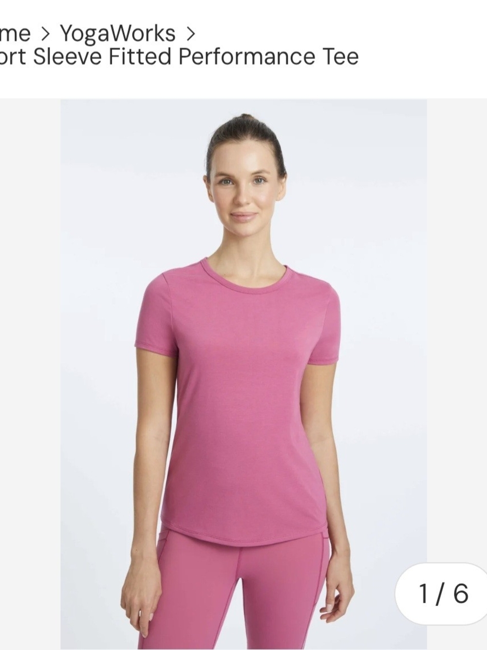 NWT Pink Short Sleeve Fitted Performance Tee By Yogaworks
